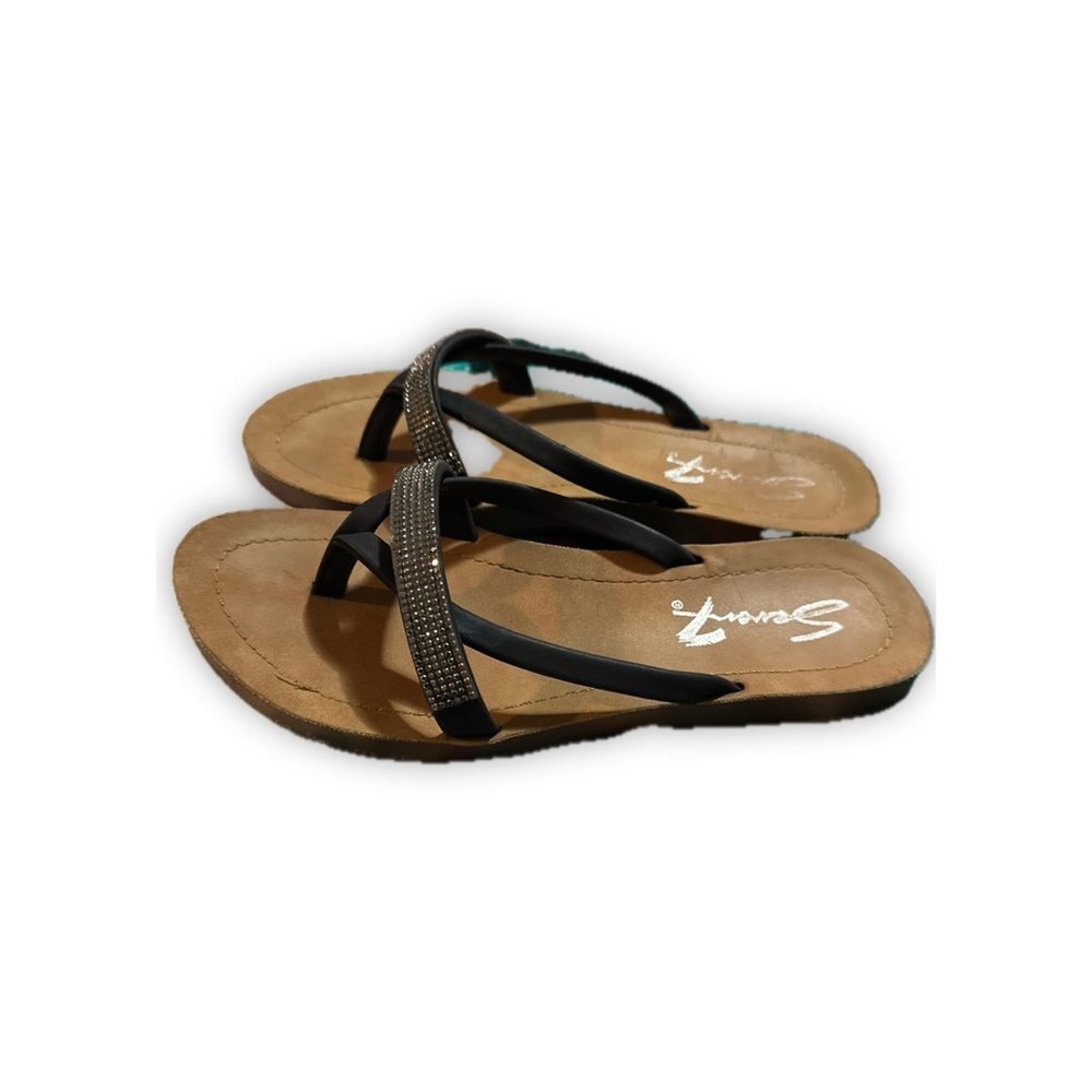 Seven7 Black Sandals With Rhinestone Straps - Picture 2 of 2